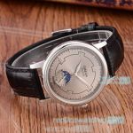 New Clone Omega De Ville Mineral Crystal Watch Silver Dial Black Leather Strap